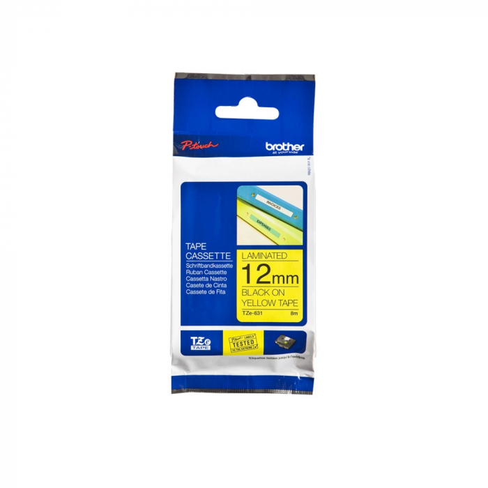 Brother Genuine PTouch TZE631 laminated 12mm x 8m, black on yellow TZe-631 [9]
