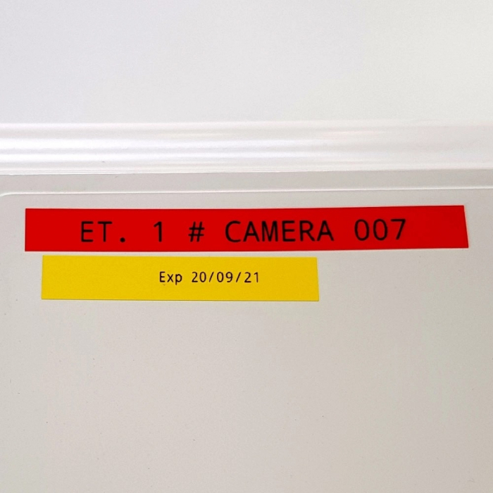 Brother TZE431 etichete originale laminate 12mm x 8m, negru pe rosu, P-Touch TZe-431-big