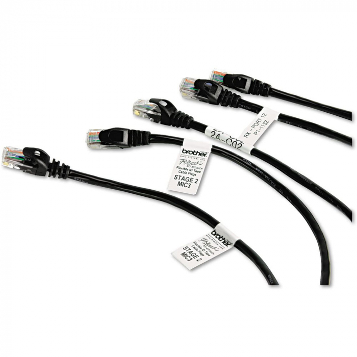 Brother TZEFX221 etichete originale flexibile 9mm x 8m, negru pe alb, PTouch laminate, pentru identificare cabluri si fire TZe-FX221-big