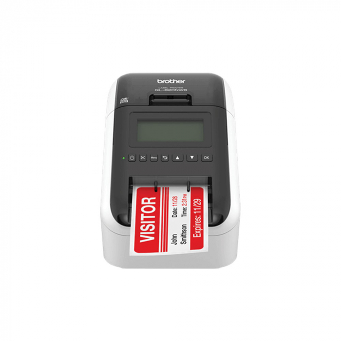 Brother QL-820NWB, Professional, Ultra Flexible Label Printer, Multiple Connectivity options WLAN, Bluetooth 2.1, USB 2.0, LCD Display, Automatic Cutter, print Black and Red-big