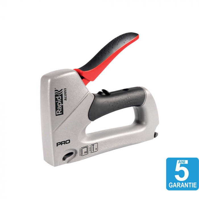 Capsator tacket Rapid PRO ALU853E Dual, reglare forta capsare, corp integral aluminiu, grip cauciuc, capse 53/6-14 mm, cuie 8/15, 5 ani garantie, fabricat in Suedia 23235400 [2]