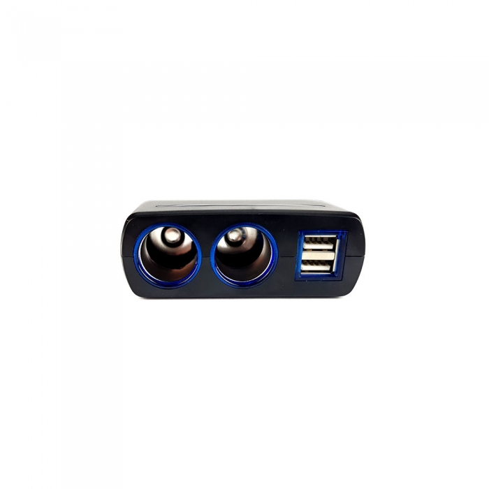 Adaptor spliter auto Olesson, 2 cai fixe + 2 USB, iluminate LED, 1637-big