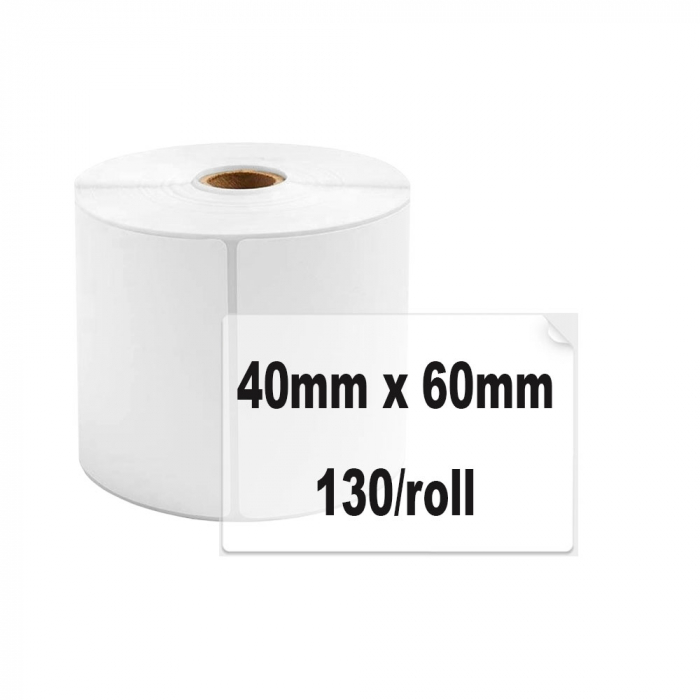 Clear plastic thermal labels, 40 x 60mm, permanent, 1 roll, 130 labels/roll, for AYMO M200 printer-big