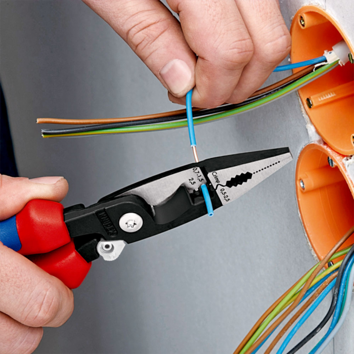 Cleste multifunctional, dezizolare, crimpare ferule, mecanism inteligent de blocare, Maner Multicomponent, pentru electricieni, 200mm,  KNIPEX 13 92 200 [2]