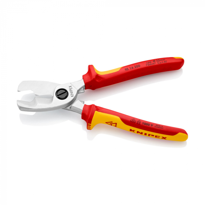KNIPEX Cable Shears, VDE 1000 V, with twin cutting edge, 200mm, 95 16 200 [4]