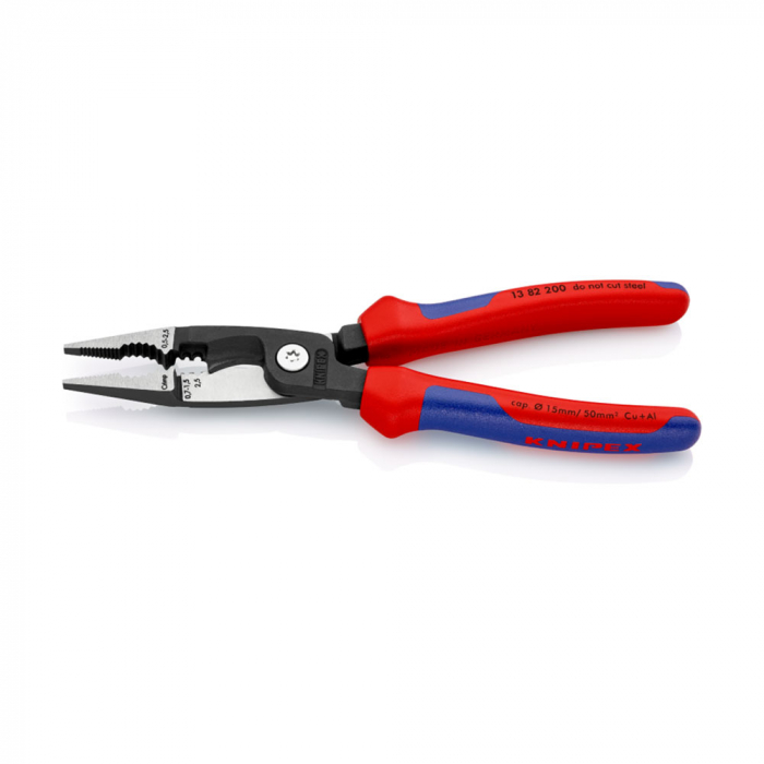 Cleste multifunctional, dezizolare, crimpare ferule, maner multicomponent, pentru electricieni, 200mm,  KNIPEX 13 82 200 [5]