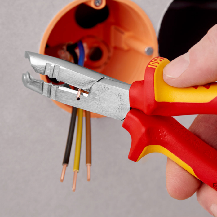 Cleste dezizolator, taiere, indepartarea mansoanelor, testat VDE 1000 V, Maner Multicomponent, pentru electricieni, 165mm, KNIPEX 13 46 165 [4]