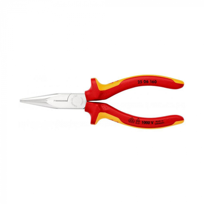 Cleste nas lung semirotund taiere laterala VDE, cromat, KNIPEX 25 06 160, 160 mm-big