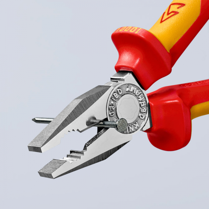 Cleste patent combinat VDE 1000 V, parghie mare, maner multicomponent, 190mm,  KNIPEX 01 06 190 [8]
