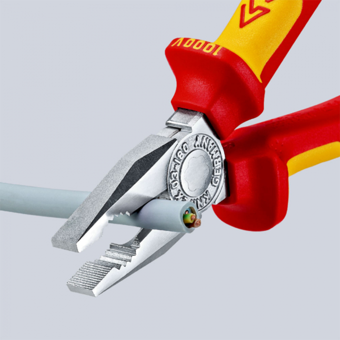Cleste patent combinat VDE 1000 V, parghie mare, maner multicomponent, 190mm,  KNIPEX 01 06 190 [4]