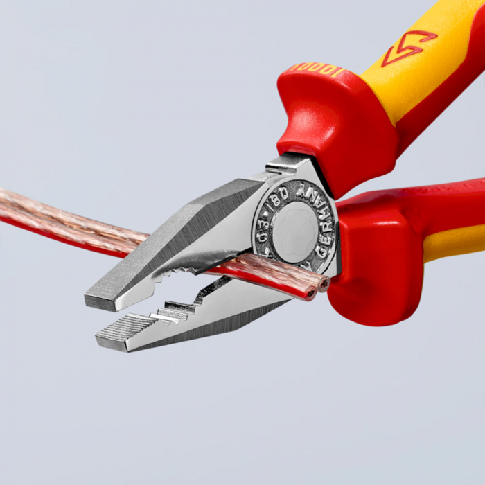 Cleste patent combinat VDE 1000 V, parghie mare, maner multicomponent, 190mm,  KNIPEX 01 06 190 [3]