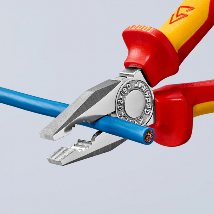 Cleste patent combinat VDE 1000 V, parghie mare, maner multicomponent, 190mm,  KNIPEX 01 06 190 [2]