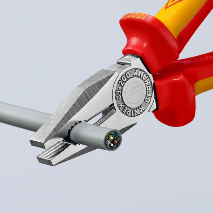 Cleste patent combinat VDE 1000 V, parghie mare, maner multicomponent, 200mm,  KNIPEX 03 06 200 [4]