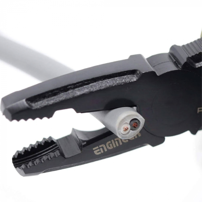 ENGINEER PZ-33 Pliers Jaws Vertical Teeth Extraction of Screws Damaged Head, 160 mm, black finish, strap hole, Made in Japan [7]