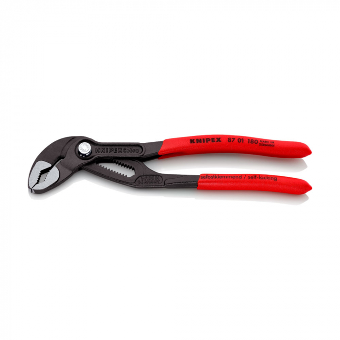 KNIPEX Cobra, 180 mm adjustable pliers for installers, parrot pliers, self-locking device, red handle sleeves, alligator pliers, 87 01 180 [8]
