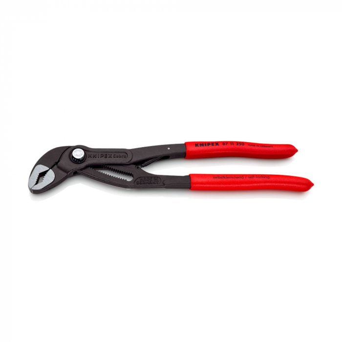 Cleste reglabil, KNIPEX Cobra cu arc, 250 mm pentru instalatori, cleste papagal, dispozitiv autoblocare, manere plastic, cleste aligator, 87 11 250 [11]