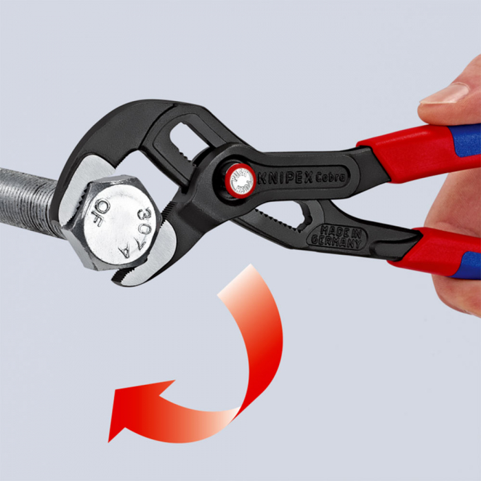KNIPEX Cobra QuickSet, 250 mm adjustable pliers, for installers, parrot pliers, self-locking device, plastic handle, alligator pliers, 87 21 250 [4]