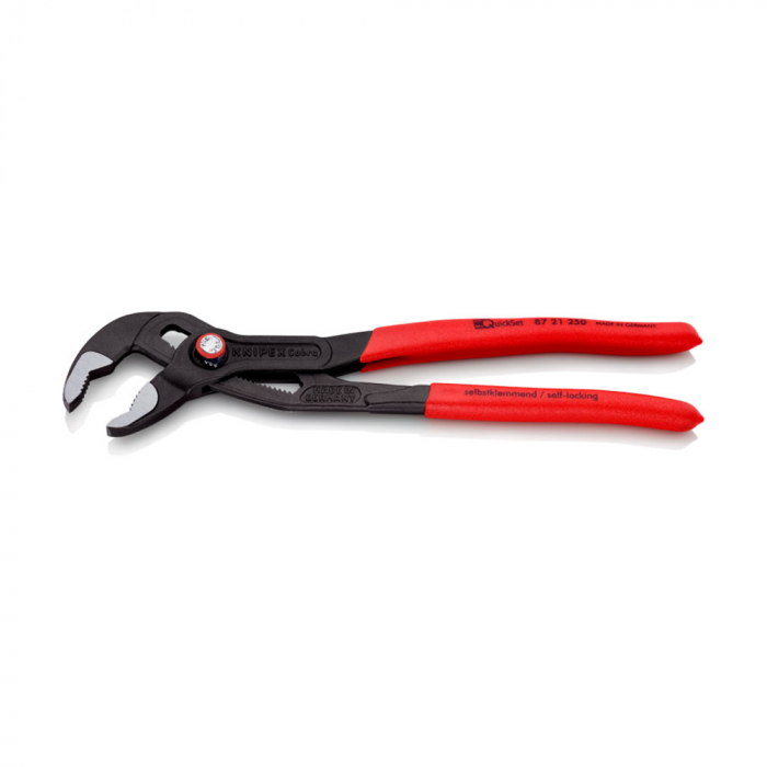 KNIPEX Cobra QuickSet, 250 mm adjustable pliers, for installers, parrot pliers, self-locking device, plastic handle, alligator pliers, 87 21 250 [9]