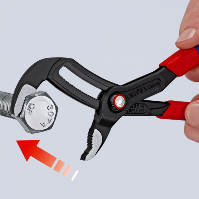 KNIPEX Cobra QuickSet, 250 mm adjustable pliers, for installers, parrot pliers, self-locking device, plastic handle, alligator pliers, 87 21 250 [3]