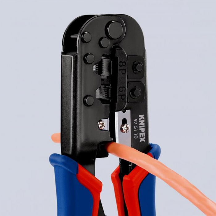 Cleste sertizat mufe retea RJ11, RJ12, RJ45, 190 mm, KNIPEX 975110-big