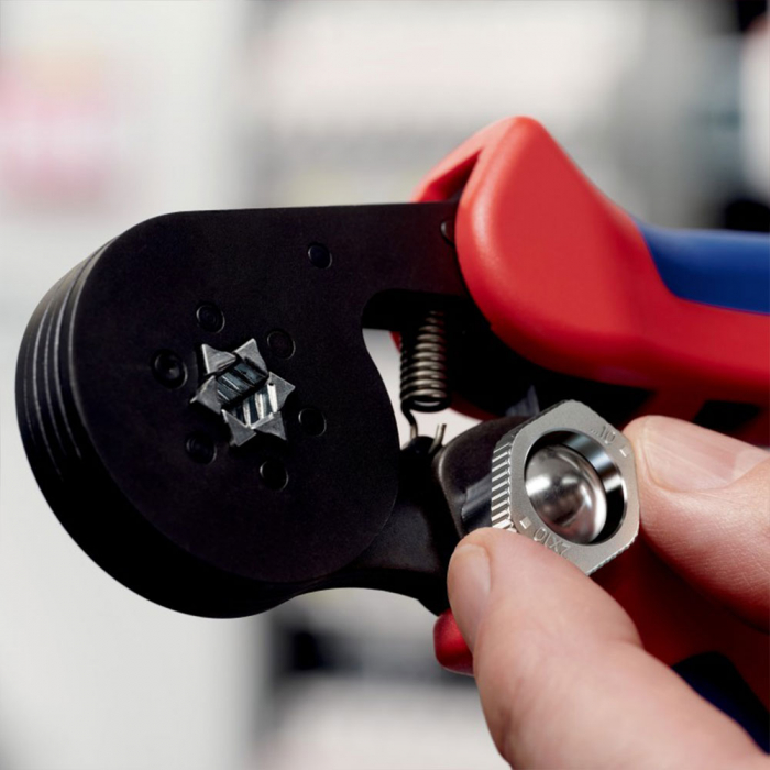 Cleste sertizare hexagonala cu autoreglare pini terminali si ferule, acces lateral, 180 mm, KNIPEX 975314-big