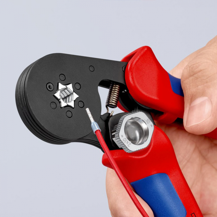 Cleste sertizare hexagonala cu autoreglare pini terminali si ferule, acces lateral, 180 mm, KNIPEX 975314-big