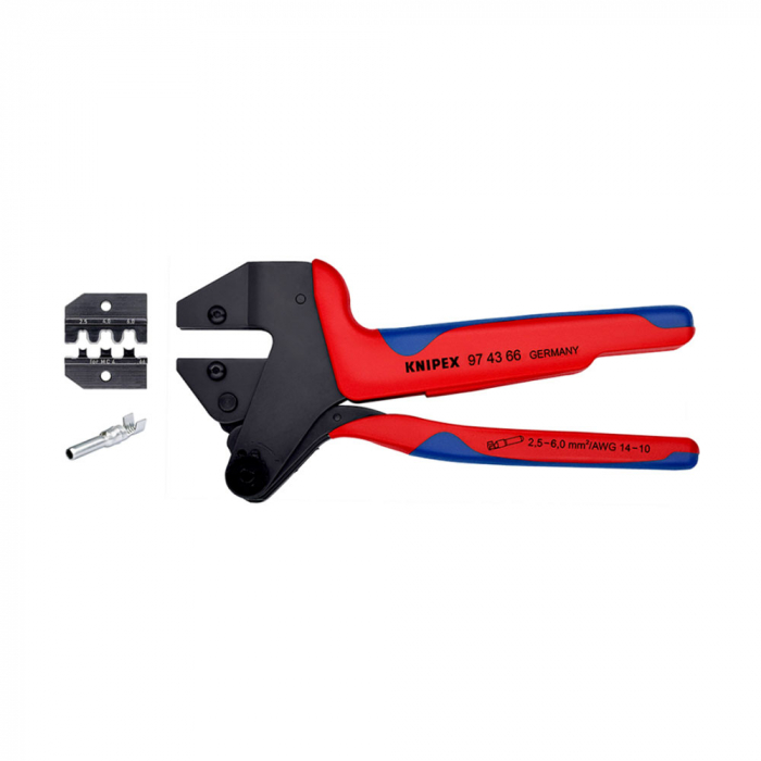 KNIPEX Crimp System Pliers for MC4 Multi-Connect connectors, solar cable connectors, up to 6 mm², interchangeable crimp inserts, multicomponent handles, 200 mm, 97 43 66 [2]
