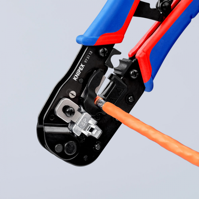 Crimping Pliers RJ45, 8P8C plugs Western, 190mm, multicomponent handle, KNIPEX 97 51 13 [5]