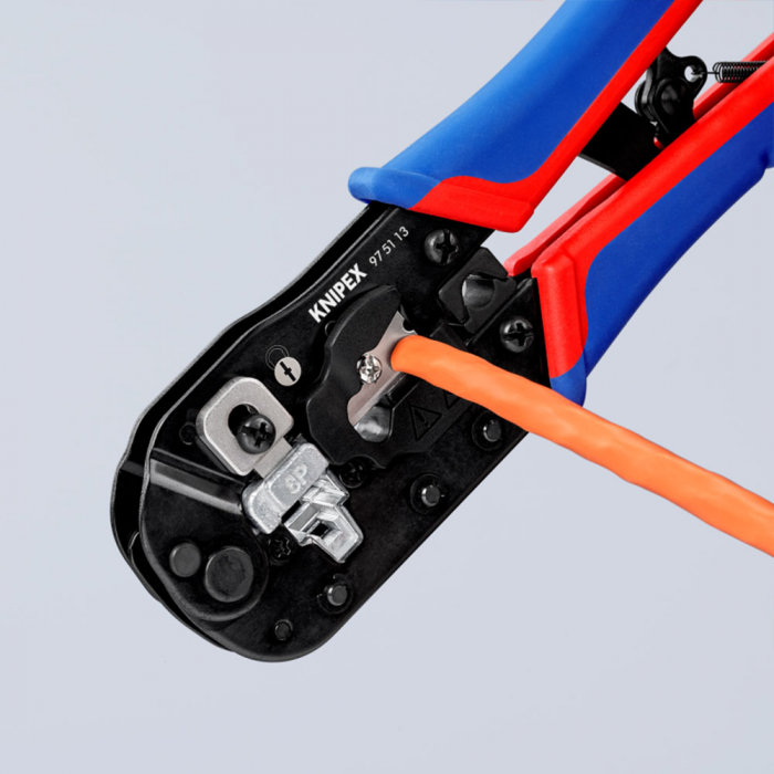 Crimping Pliers RJ45, 8P8C plugs Western, 190mm, multicomponent handle, KNIPEX 97 51 13 [4]