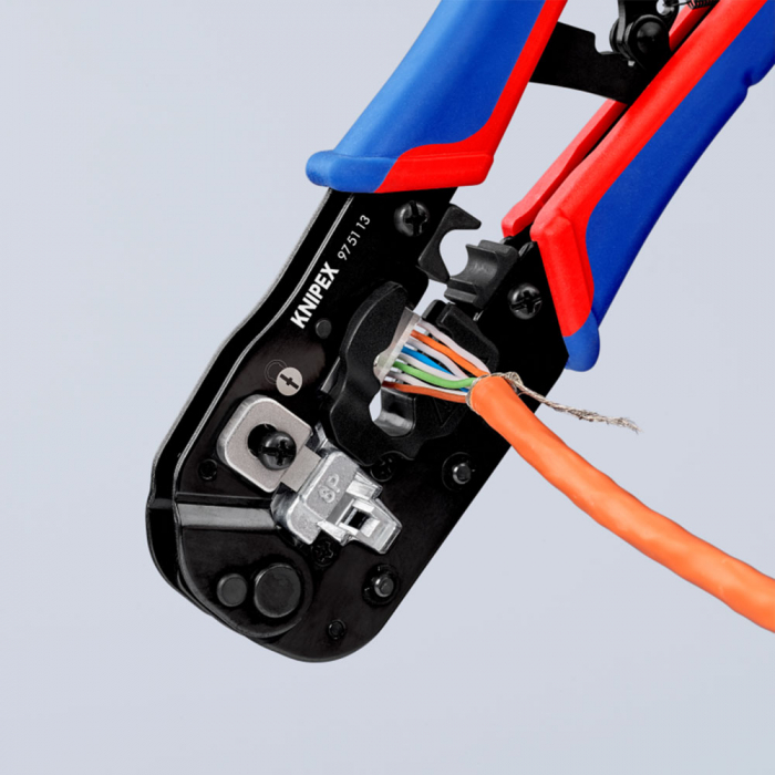 Crimping Pliers RJ45, 8P8C plugs Western, 190mm, multicomponent handle, KNIPEX 97 51 13 [6]