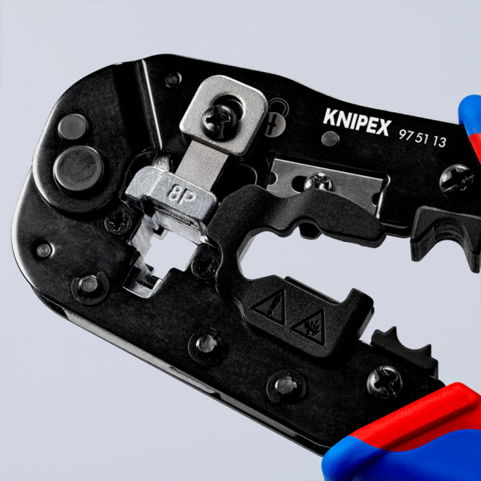 Crimping Pliers RJ45, 8P8C plugs Western, 190mm, multicomponent handle, KNIPEX 97 51 13 [13]