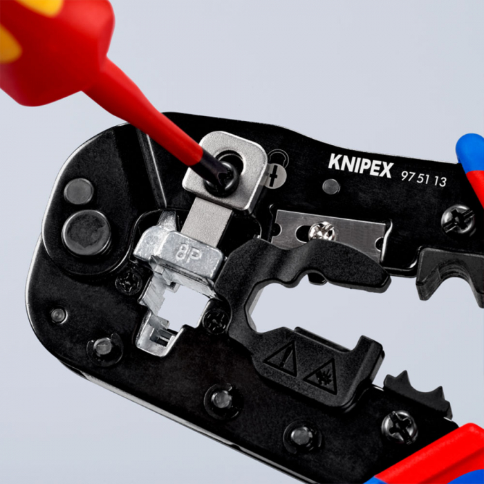 Crimping Pliers RJ45, 8P8C plugs Western, 190mm, multicomponent handle, KNIPEX 97 51 13 [14]