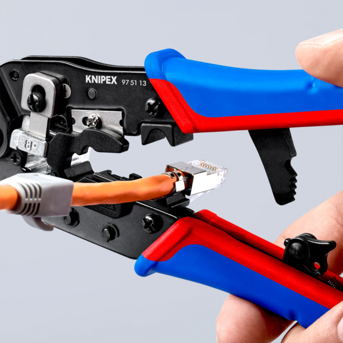 Crimping Pliers RJ45, 8P8C plugs Western, 190mm, multicomponent handle, KNIPEX 97 51 13 [12]