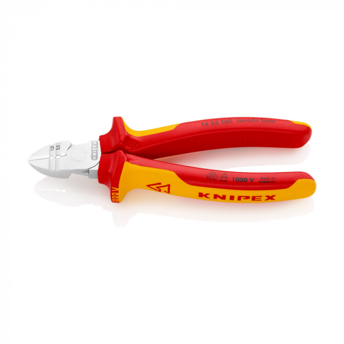 High leverage stripping pliers, chrome-plated, multi-component handles, 160 mm, VDE tested, KNIPEX 14 26 160 [4]