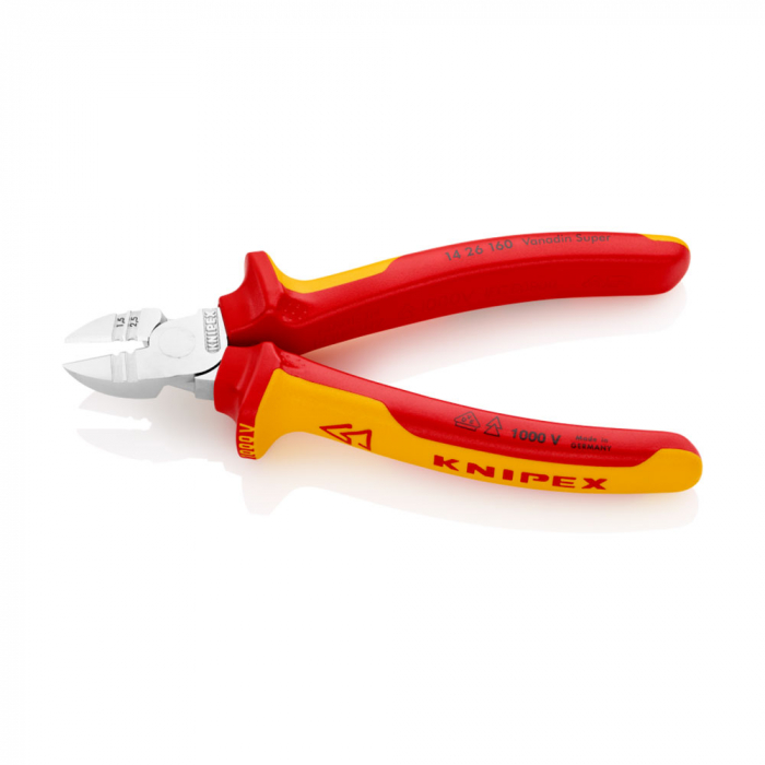 High leverage stripping pliers, chrome-plated, multi-component handles, 160 mm, VDE tested, KNIPEX 14 26 160 [5]
