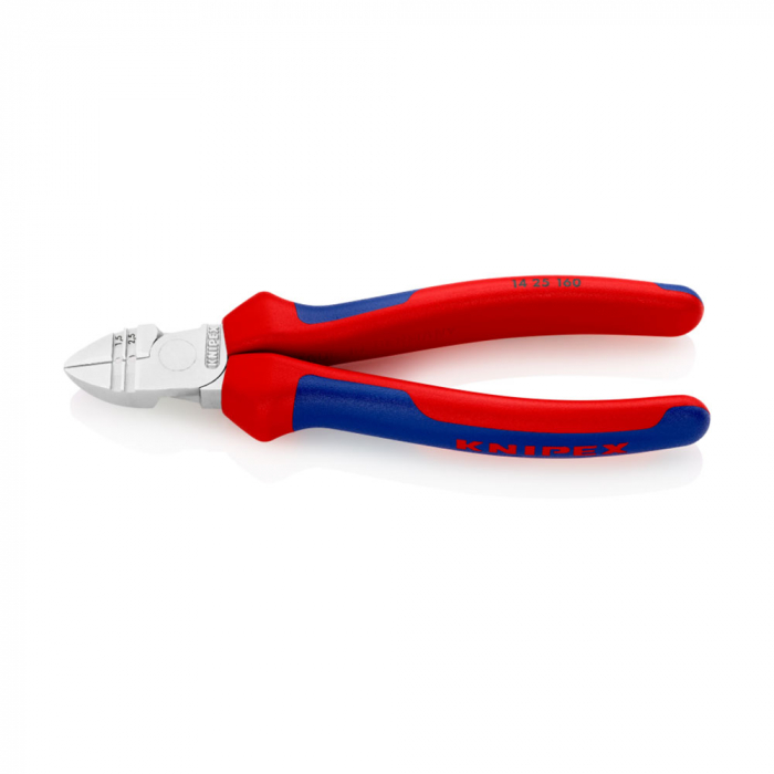 Cleste Sfic pentru dezizolat cu parghie ridicata, cromat, manere multicomponent, 160 mm, KNIPEX 14 25 160 [4]