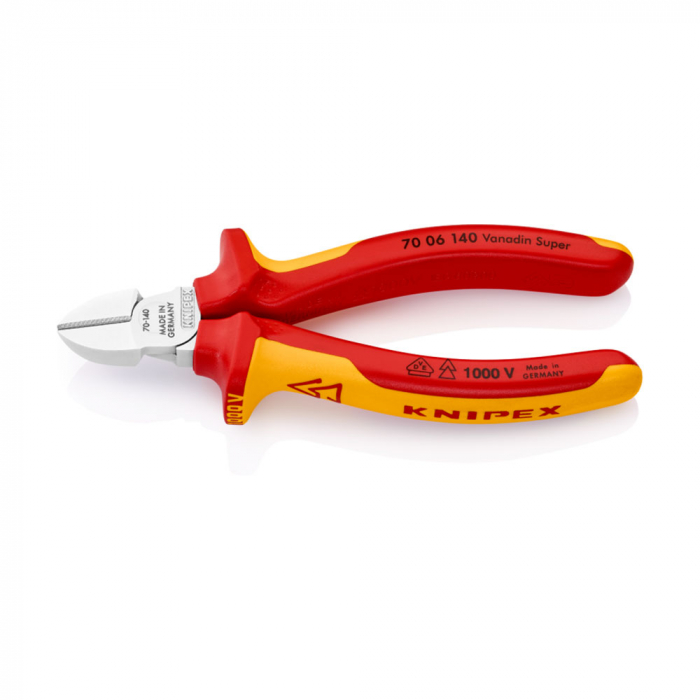 Cleste Sfic, taietor lateral, VDE 1000 V, cromat, maner multicomponent, 140mm, KNIPEX 70 06 140 [6]
