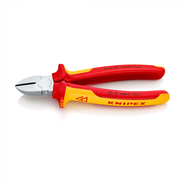 Diagonal Cutter, VDE 1000 V, chrome plated, multi-component handle, 180mm, KNIPEX 70 06 180 [3]