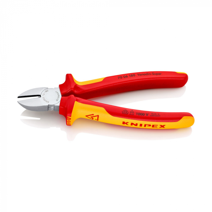 Diagonal Cutter, VDE 1000 V, chrome plated, multi-component handle, 180mm, KNIPEX 70 06 180 [4]