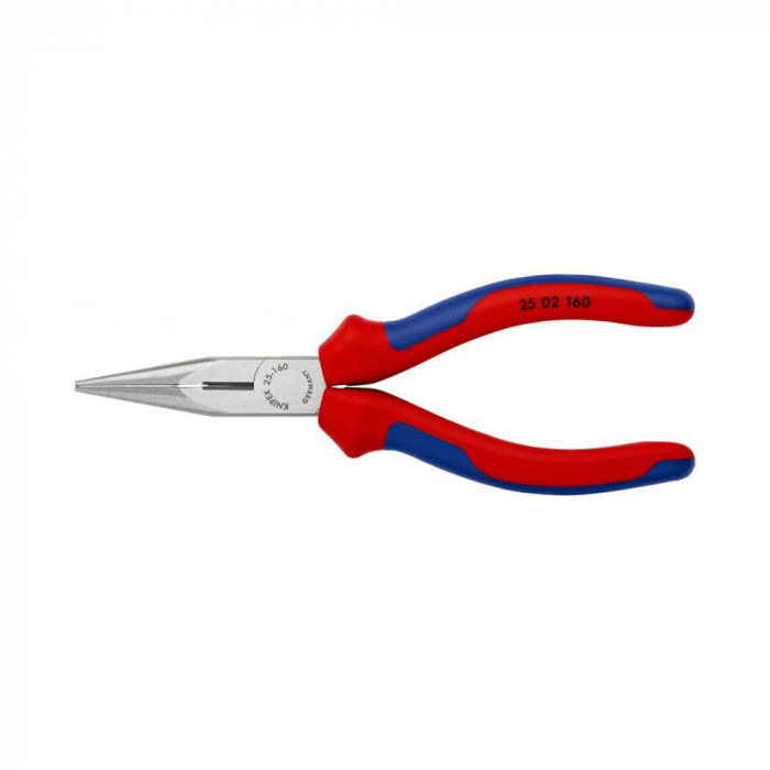 Semi-round conical long nose pliers KNIPEX 25 02 160, side cut, 160 mm-big