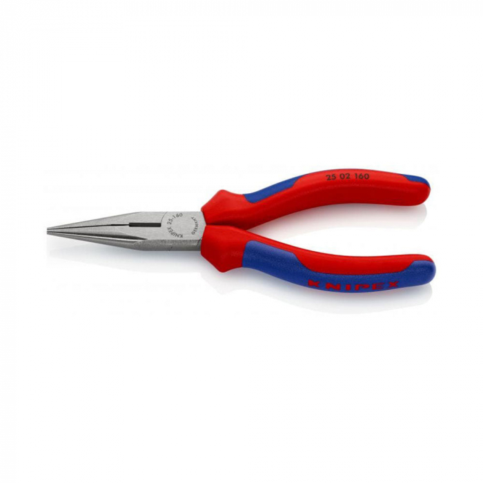 Cleste nas lung semirotund conic KNIPEX 25 02 160, taiere laterala, 160 mm-big