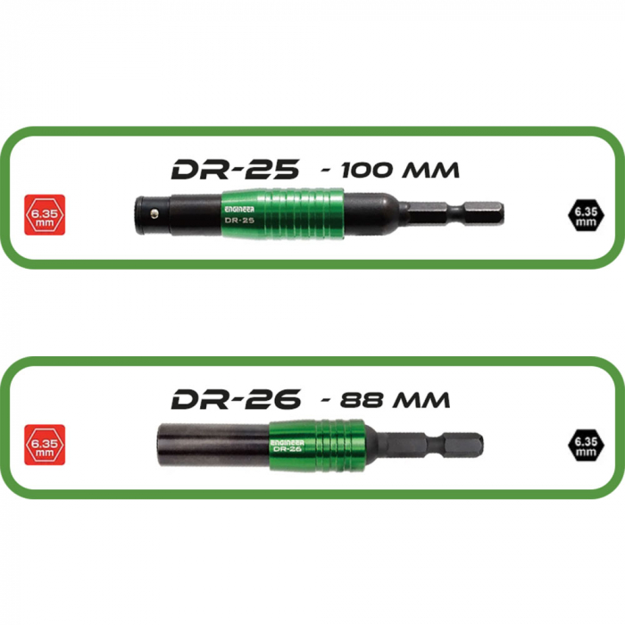 Flexible connection 15° magnetic short bits or extractors Engineer DR-26, 88 mm [4]