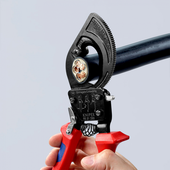 Cutter cu clichet in 3 trepte, cablu aluminiu si cupru, diametru max 32 mm, KNIPEX 95 31 250 [4]