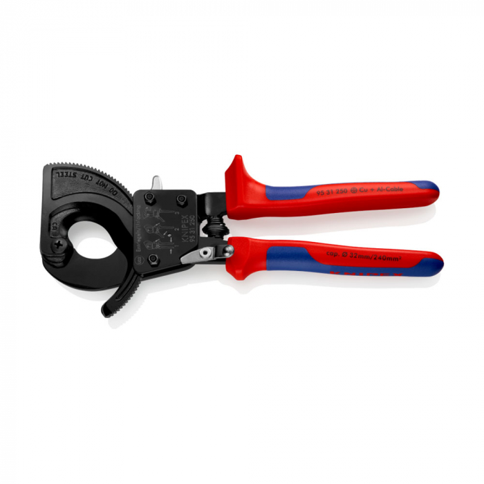 Cutter cu clichet in 3 trepte, cablu aluminiu si cupru, diametru max 32 mm, KNIPEX 95 31 250 [10]