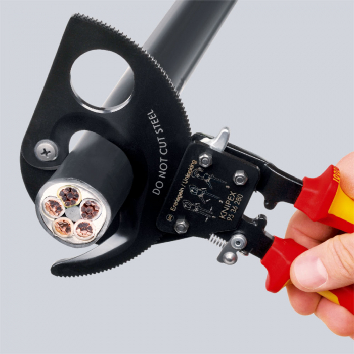 Ratchet cutter in 3 steps, aluminum and copper cable, max diameter 52 mm, KNIPEX 95 36 280 [2]