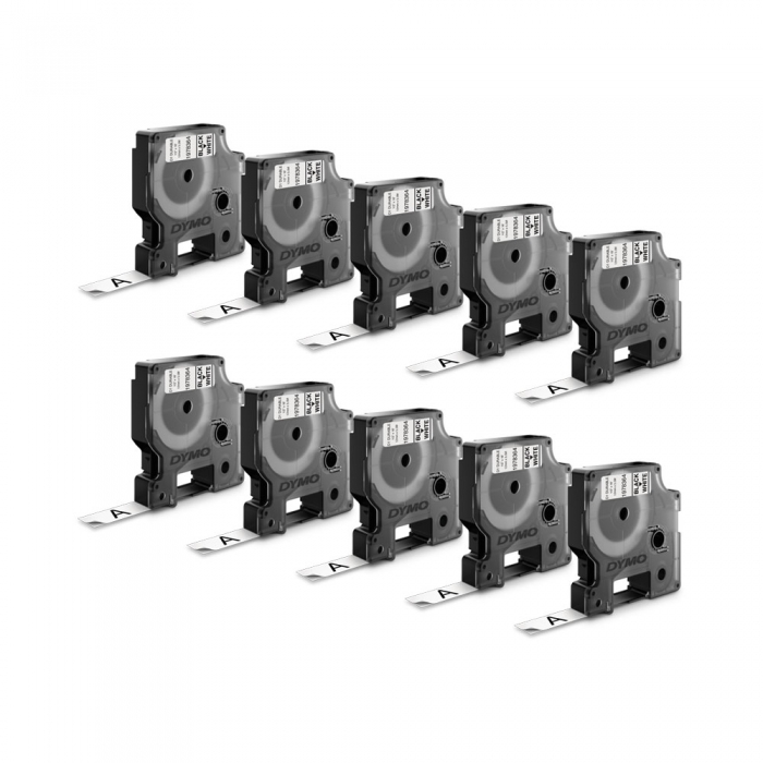 Set 10 x banda etichete 12mm x 7m, Dymo LabelManager D1, negru/alb S0720530, 2093097-big