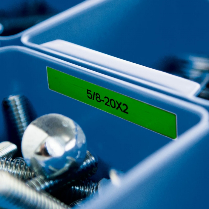 Etichete industriale autocolante, DYMO ID1 vinil, 12mm x 5.5m, alb/verde, 1805414-big