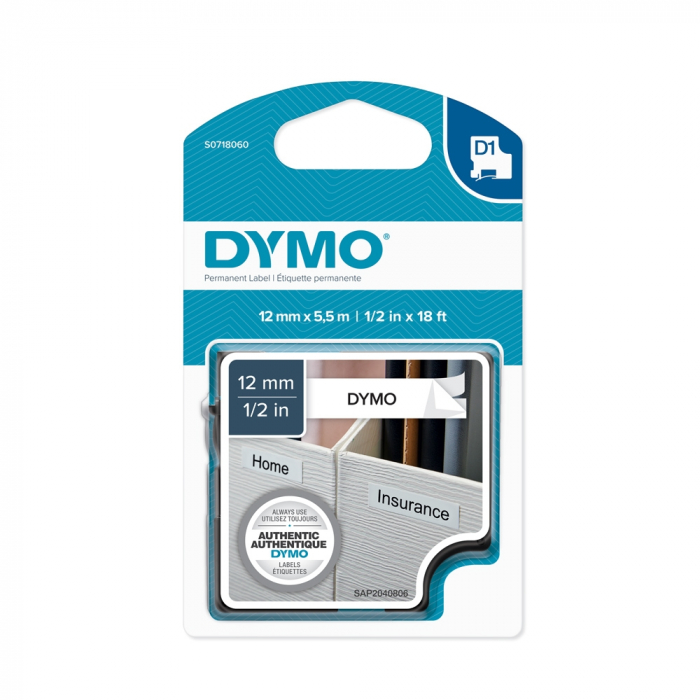 Dymo LabelManager 210D label maker, AZERTY and 1 professional label box, 12 mmx5.5m, black/white, S0784460, 16959-big