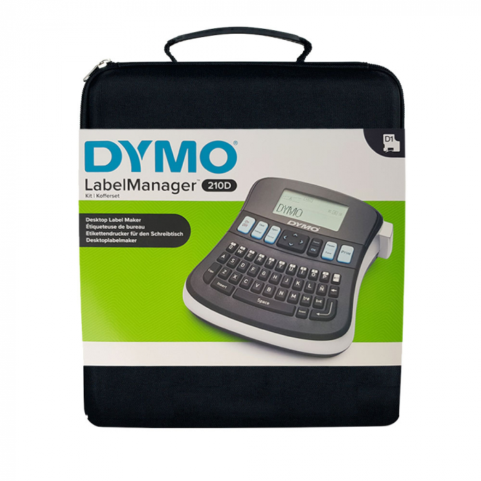 Aparat de etichetat (imprimanta etichete) DYMO LabelManager 210D Kit, QWERTY, include 2 adaptoarea la 230V si 1 caseta Dymo Labelmanager poliester 12mm x 5.5m, 2094492, 16959-big