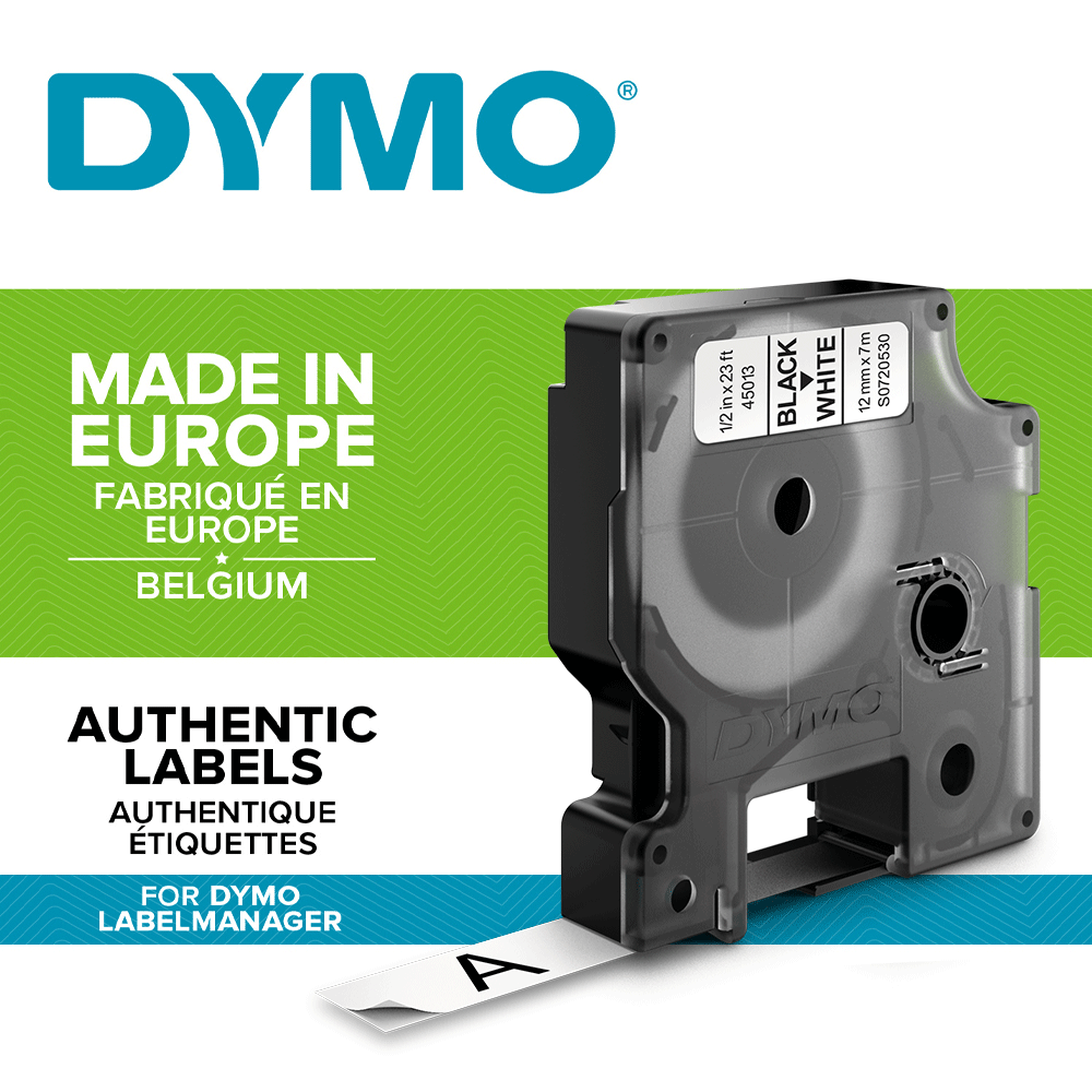 DYMO LabelManager 12 mm x 6m Negru pe Alb S0720530 [2]